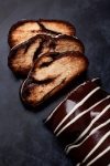 Greek traditional  tsoureki filled with chocolate cream and dark chocolate cover
